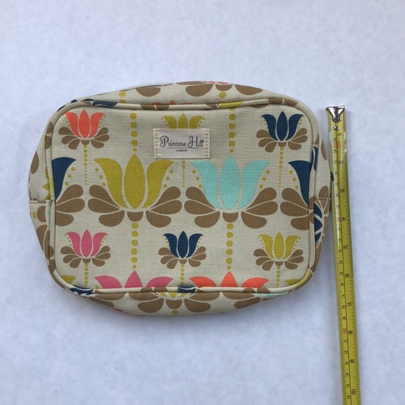 Primrose Hill London Canvas Floral Lotus Zipper Makeup Pouch Bag - Picture 8 of 8